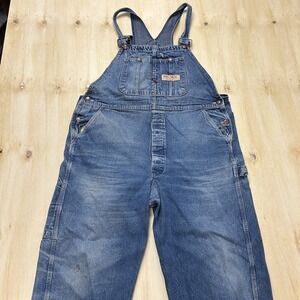 Big Mac Bib Overalls Mens 44x28 Blue Denim Relaxed Fit Workwear Carpenter